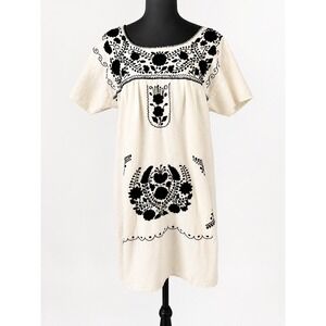 Native Women's L Embroidered Midi Dress Boho Peasant Folk Cottagecore